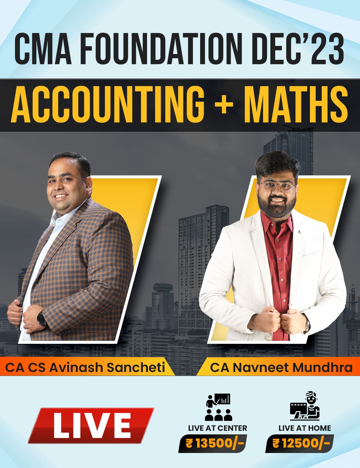 CMA Foundation Accounts & Maths Live Batch Dec'23 Navin Classes